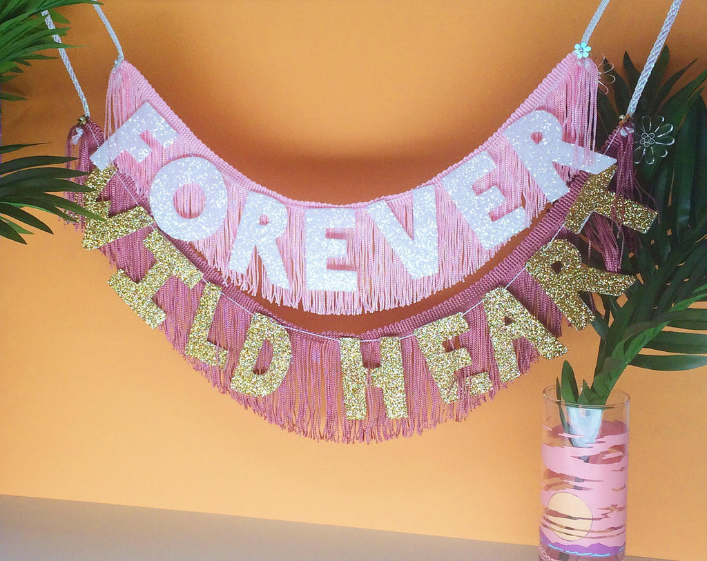 FOREVER Glittering Fringe Banner wall hanging by FUN CULT