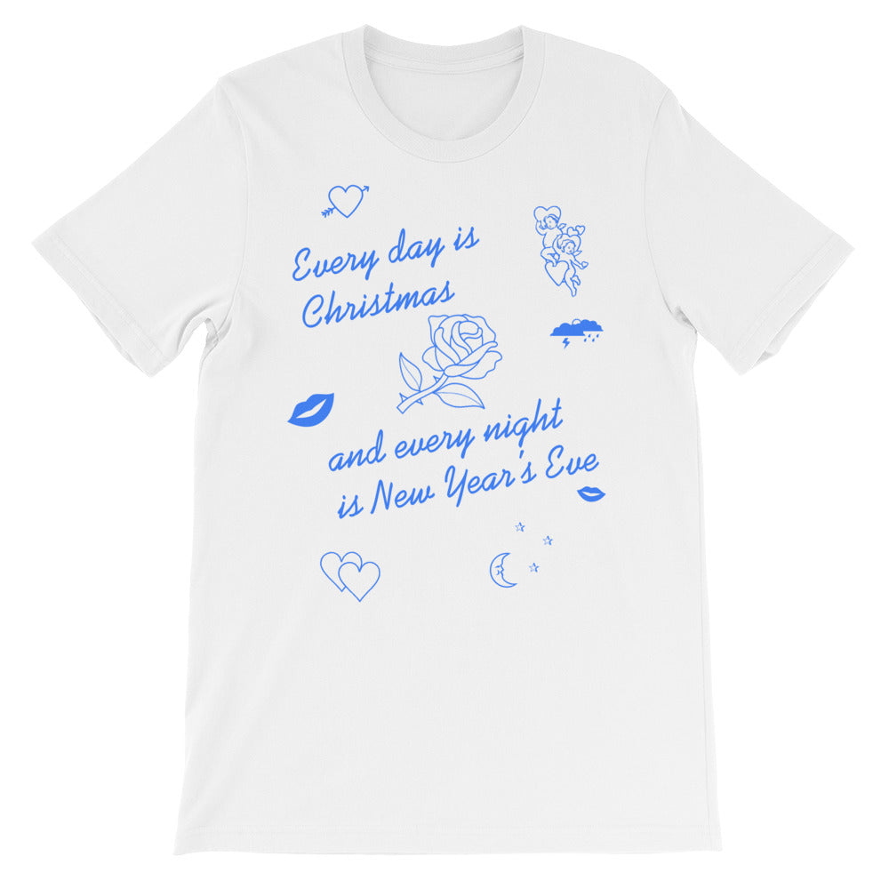 cool vintage inspired concert tee sade blue and white drawing