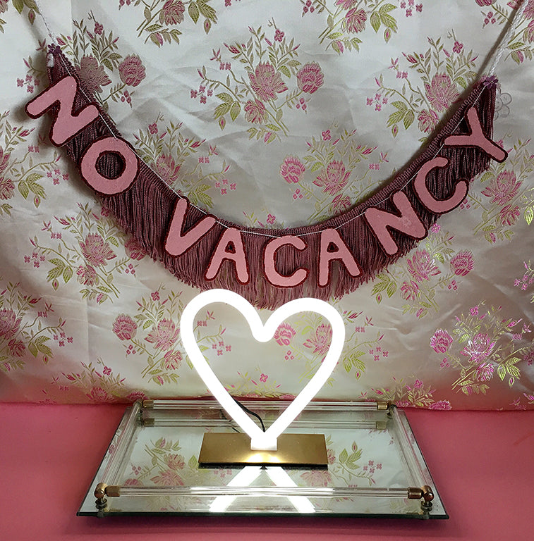 neon sign inspired No Vacancy Fringe Banner by FUN CULT