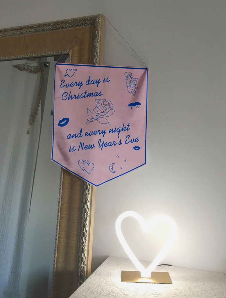 Every Day is Christmas and Every Night is New Year's Eve sade wall hanging banner by fun cult